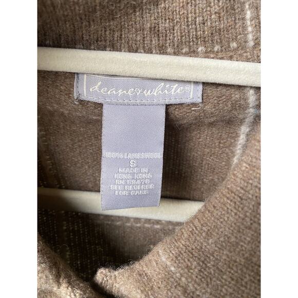100% Lambswool Womens Size Small Tan Casual Cardigan Grandma Core Preppy Office - Picture 5 of 9